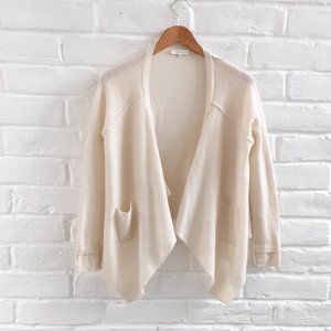 360 Cashmere Knit Open Cardigan Sweater Beige Nude S M 4 6 Long Sleeve Pockets